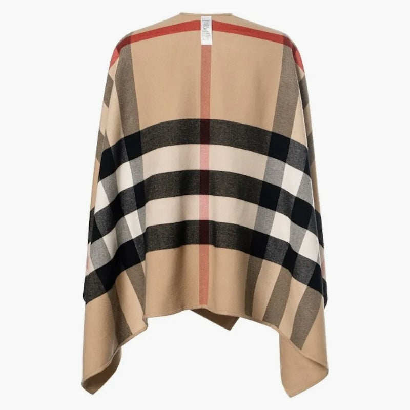 Burberry Reversible Check Merino Wool Poncho Camel/archive Beige