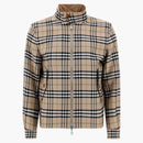Burberry Reversible Check Wool Cotton Harrington Jacket Beige