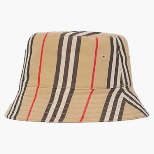 Burberry Reversible Icon Stripe Bucket má béžovou