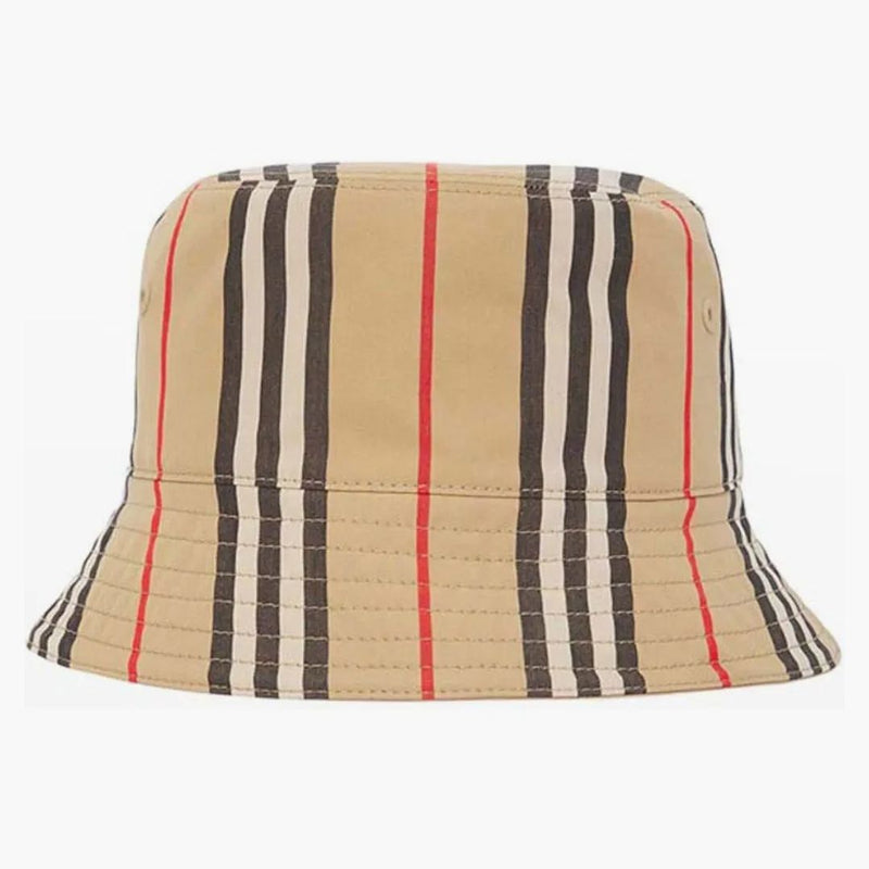 Burberry Reversible Icon Stripe Bucket ha beige