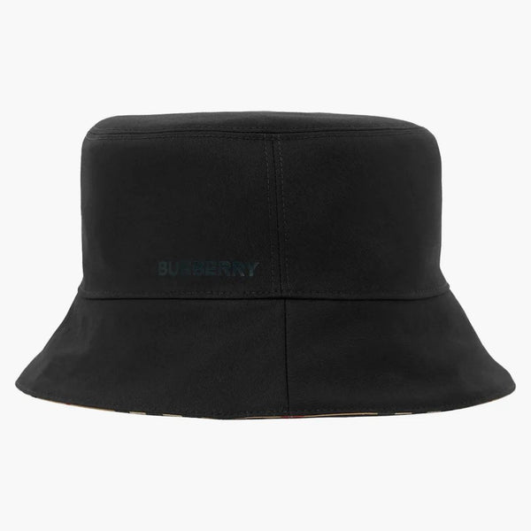 Burberry Reversible Icon Stripe Cotton Bucket has Archive Beige