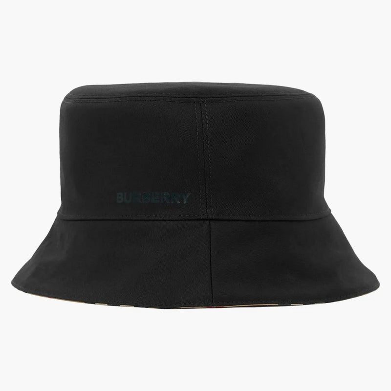 Burberry Reversible Icon Stripe Cotton Bucket has Archive Beige