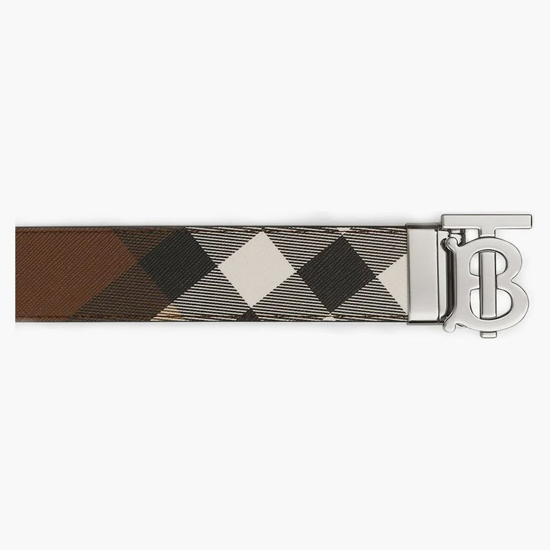 Burberry Reversible Monogram Motif Check Belt Dark Birch Brown