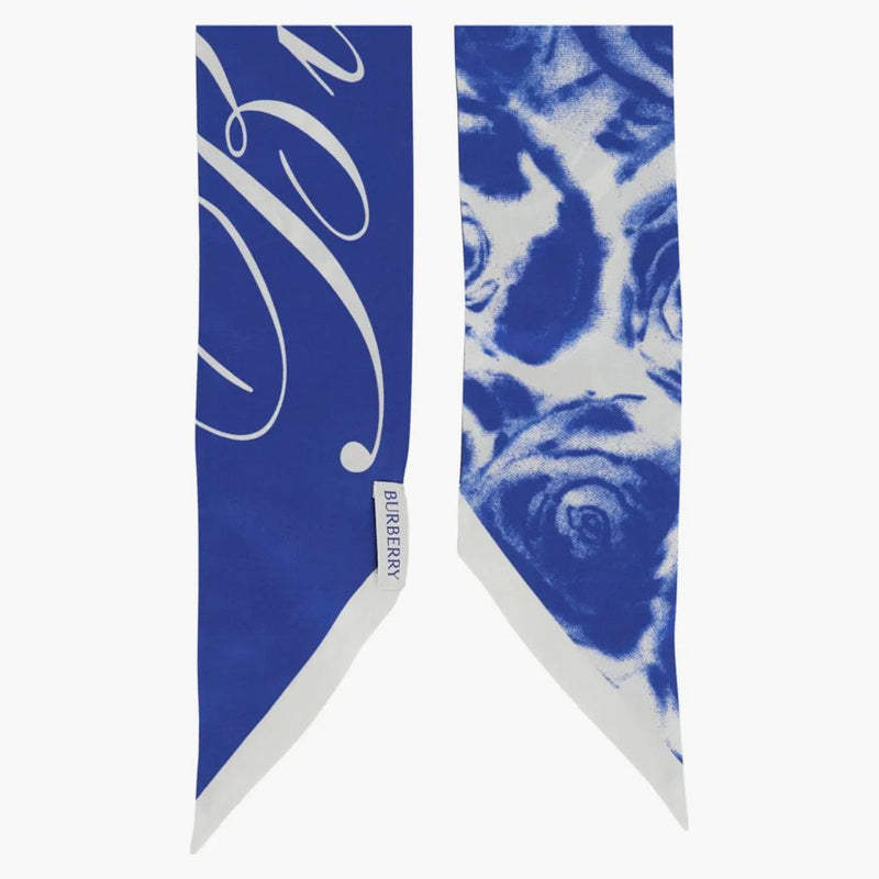Burberry Rose-tisted Silk Scarf Blue/White