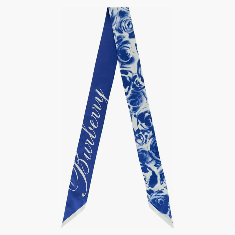 Burberry Rose-tisted Silk Scarf Blue/White