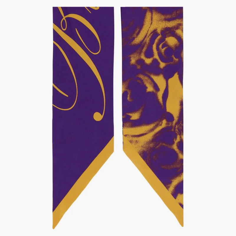 Burberry Rose-Printed Silk Scarf Royal