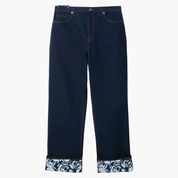 Burberry Rose-Print Straight-Leg Jeans Blue