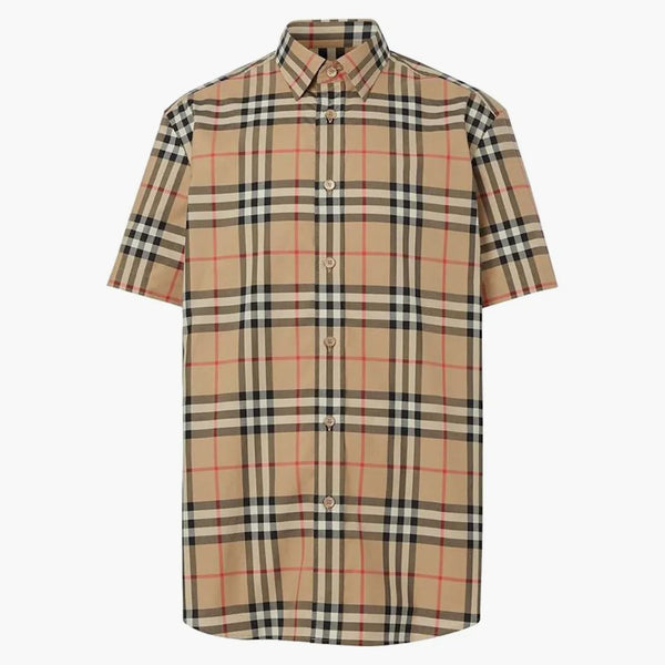 Burberry S/S Controllare la camicia di cotone beige