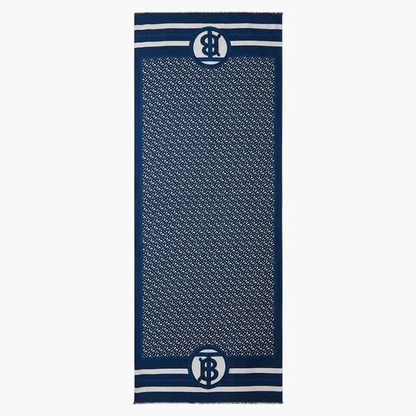 Burberry SS Double Printed Silk Scarf Cerulean Blue