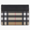 Burberry Vintage Check and Leather Card Case 4 Slot Black