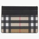 Burberry Vintage Check and Leather Card Case 4 Slot Black