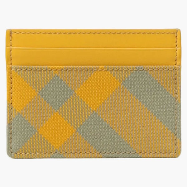 Burberry Sandon Check Fabric And Leather Card Holder Yellow/grey