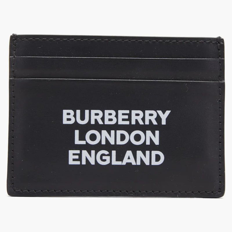 Logo burberry tisk kožená karta Case 4 slot černá