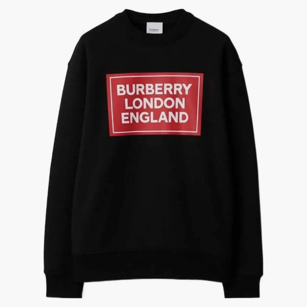 Burberry Santo Logo Print Crew Sweater Black