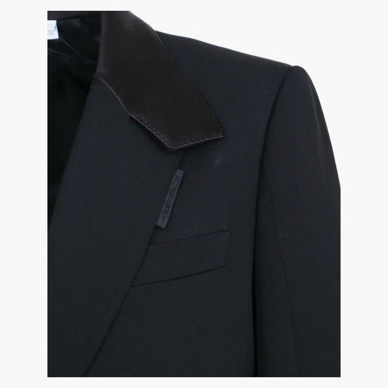 Burberry Satin Lapel Wool Tailored Jacket Black