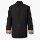 Burberry Slim Fit Monogram Motif Stretch Cotton Poplin Shirt Black
