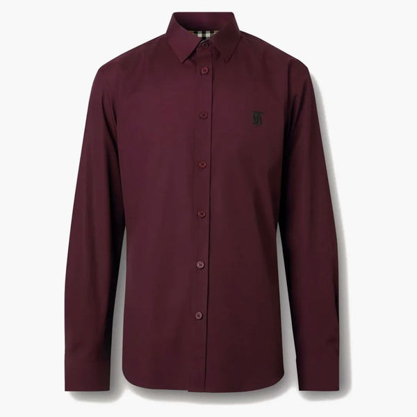Motivo monogramma Burberry Slim Monogram Stretch Cotton Poplin Shirt Deep Marone