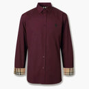 Burberry Slim Fit Monogram Motif Stretch Algodón Poplin camisa profunda Marón