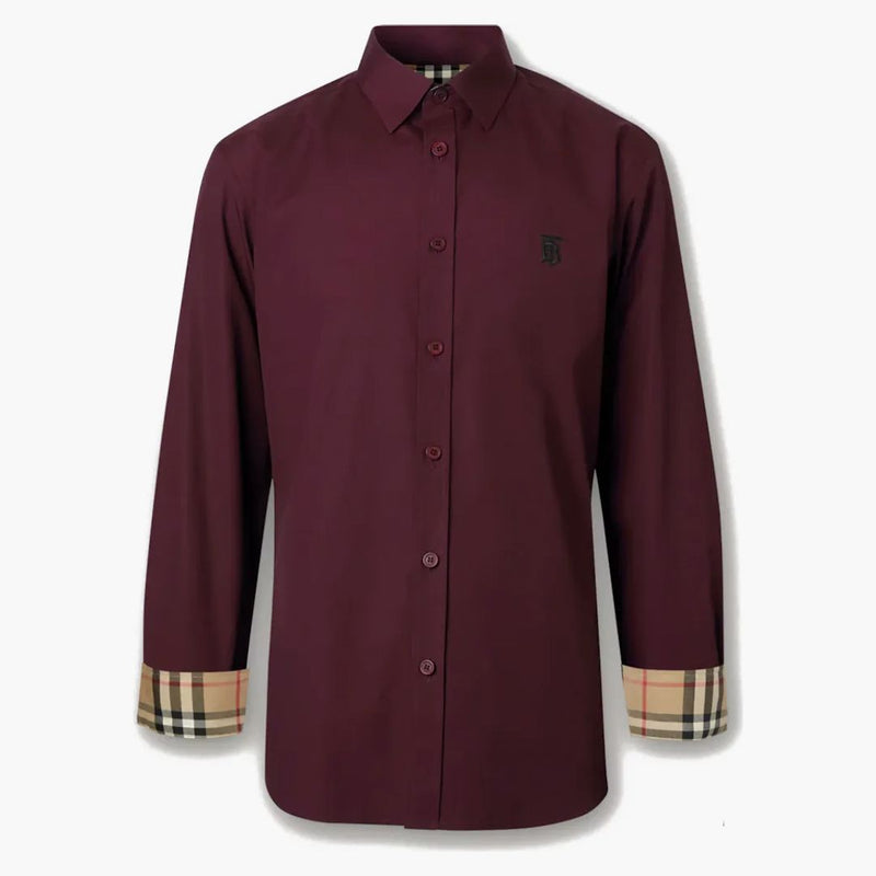 Motivo monogramma Burberry Slim Monogram Stretch Cotton Poplin Shirt Deep Marone