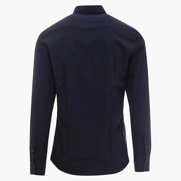 Burberry Slim Monogram Motif Stretch Cotton Cotton Poplin Shirt Navy