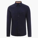 Burberry Slim Fit Monogram Motif Stretch Algody Poplin Camiseta Armada