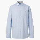 Burberry Slim Fit Monogram Motif Stretch Cotton Poplin Shirt Soft Cornflower Blue