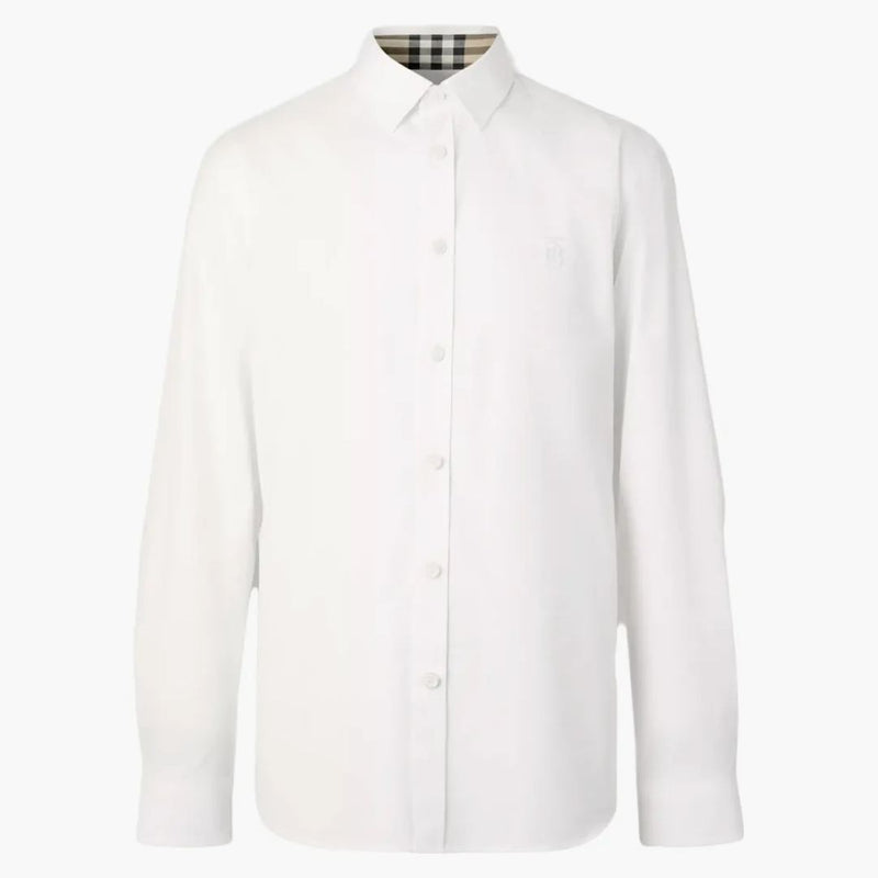 Burberry Slim Fit Monogram Motiv Stretch Cotton Poplin Shirt White