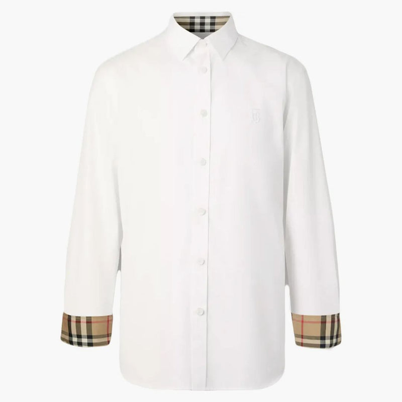 Burberry Slim Fit Monogram Motiv Stretch Cotton Poplin Shirt White