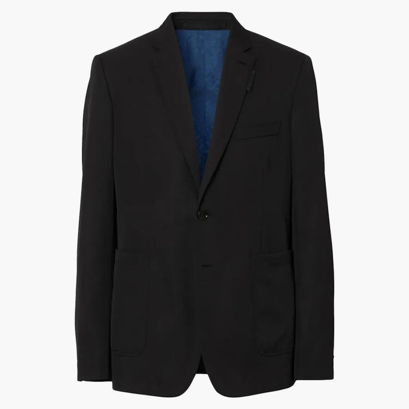 Burberry Slim-Fit Wool Blend Blazer Black Blue