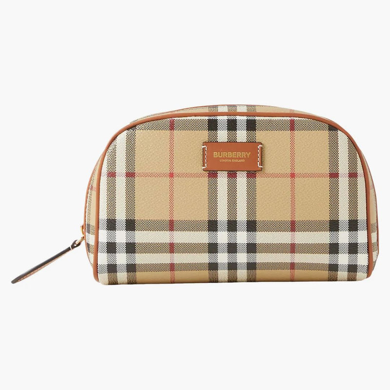 Burberry Small Check Travel Pouch Archive Beige