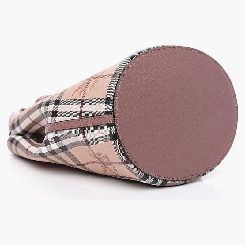 Burberry Small Lorne Haymarket Check Bucket Bag Light Elderberry
