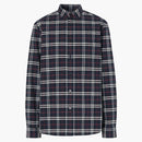 Burberry Small Scale Check Stretch Cotton Shirt Navy