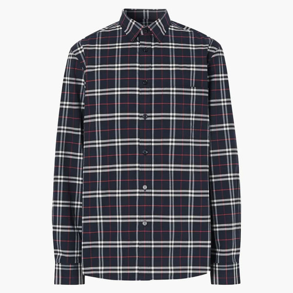 Burberry Small Scale Controllo Slet Cotton Shirt Navy