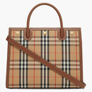 Burberry Small Vintage Check Two Handle Title Bag Archive Beige Brown