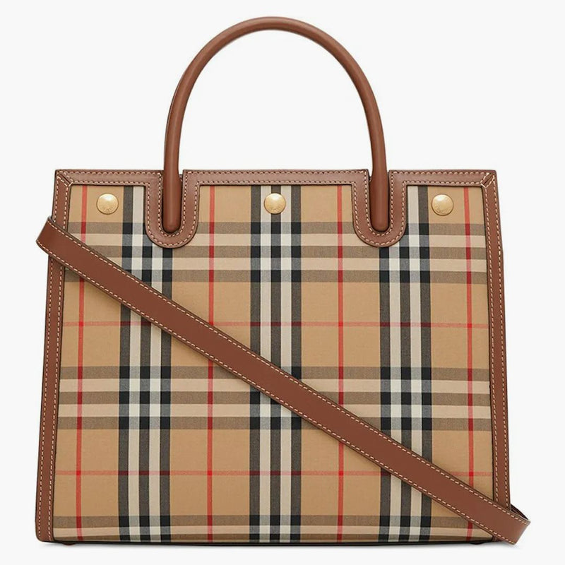 Burberry Small Vintage Kontrollera två handtag titelväska arkiv Beige Brown