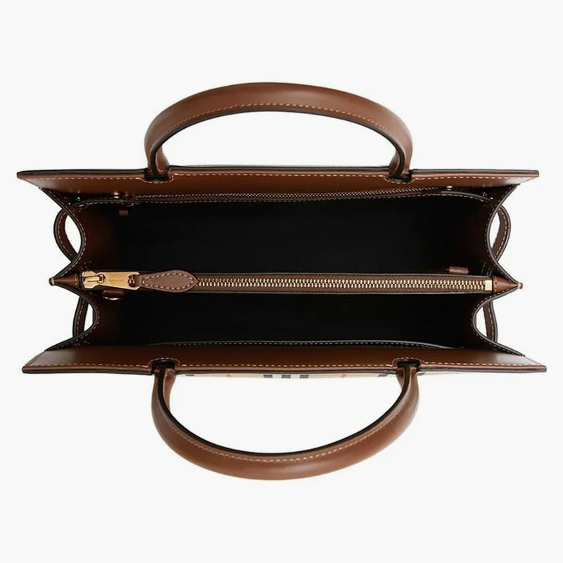 Burberry Small Vintage Kontrollera två handtag titelväska arkiv Beige Brown