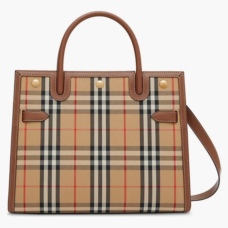 Burberry Small Vintage Kontrollera två handtag titelväska arkiv Beige Brown