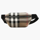 Burberry Sonny Check Canvas Bumbag Taupe Brown