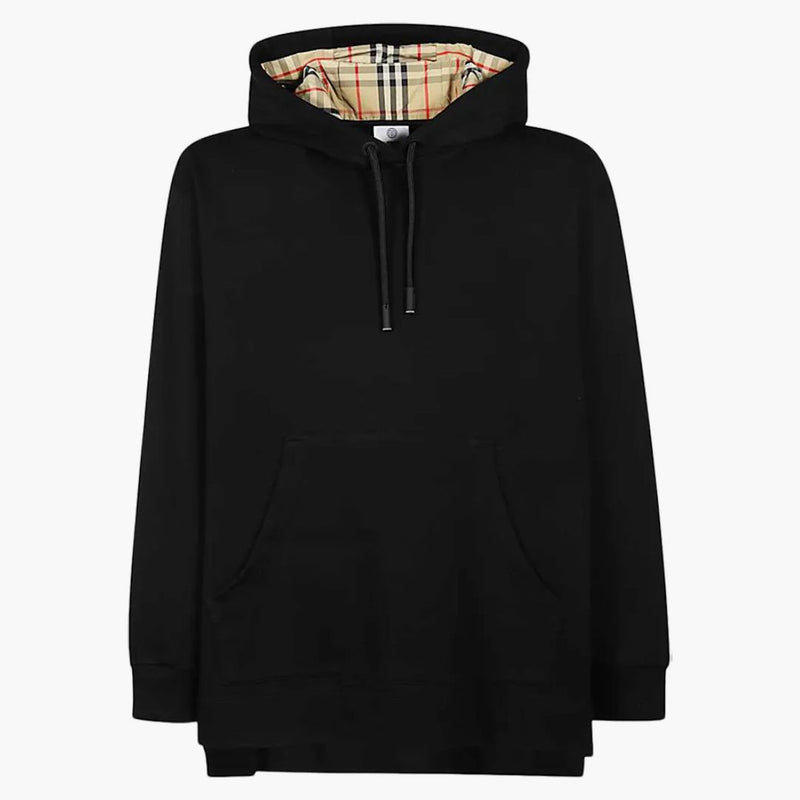 Burberry šlapala lem bavlny nadměrná mikina černá/archiv béžová