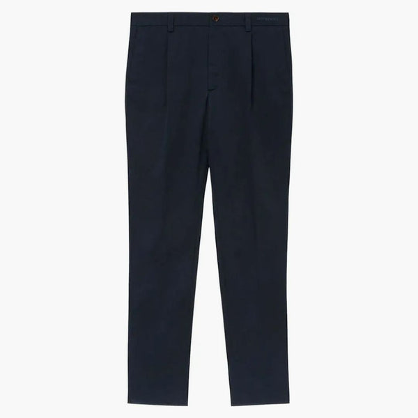 Burberry Straight Leg Cotton Tailored Trousers Navy