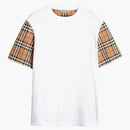 Burberry Stretch Check Sleeves Cotton T-Shirt White