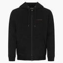 Burberry Stretch Cotton Logo Print Zip Up Hoodie Black