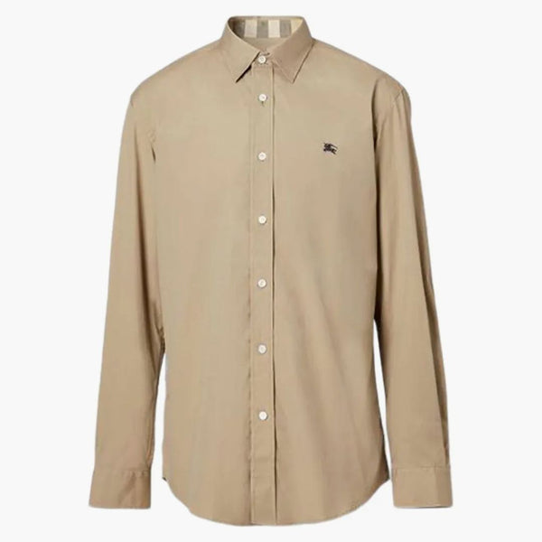 Burberry Stretch Cotton Poplin Ekd Shirt Beige