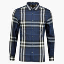 Burberry Stretch Cotton Poplin Shirt Navy White