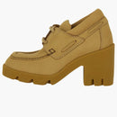 Burberry Stride Leather Heeled Loafers Camel (women's)