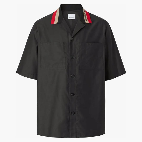 Camicia da campeggio con colletto icone a strisce burberry nero/rosso/beige