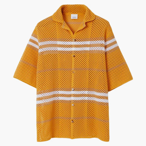 Burberry stripe pointelle stickad överdimensionerad skjorta orange