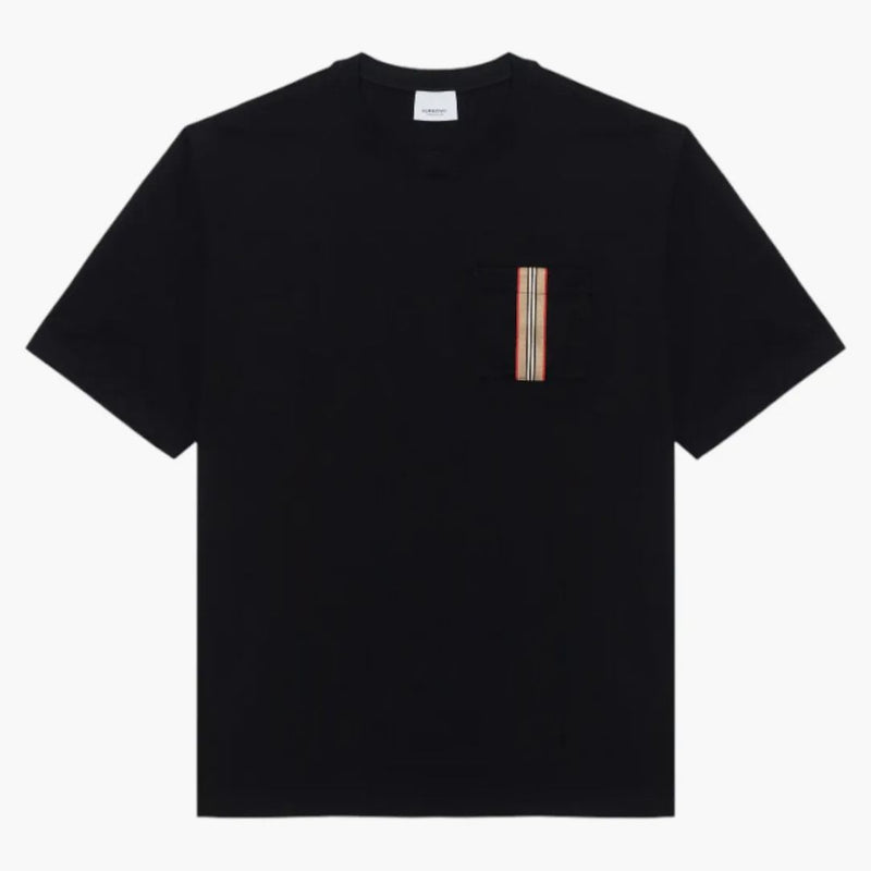 Burberry rand trim ficka bomull t-shirt svart