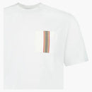Camiseta de algodón de bolsillo de moldura de rayas de Burberry White White