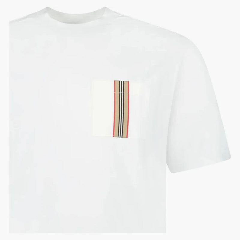 Burberry rand trim ficka bomull t-shirt vit
